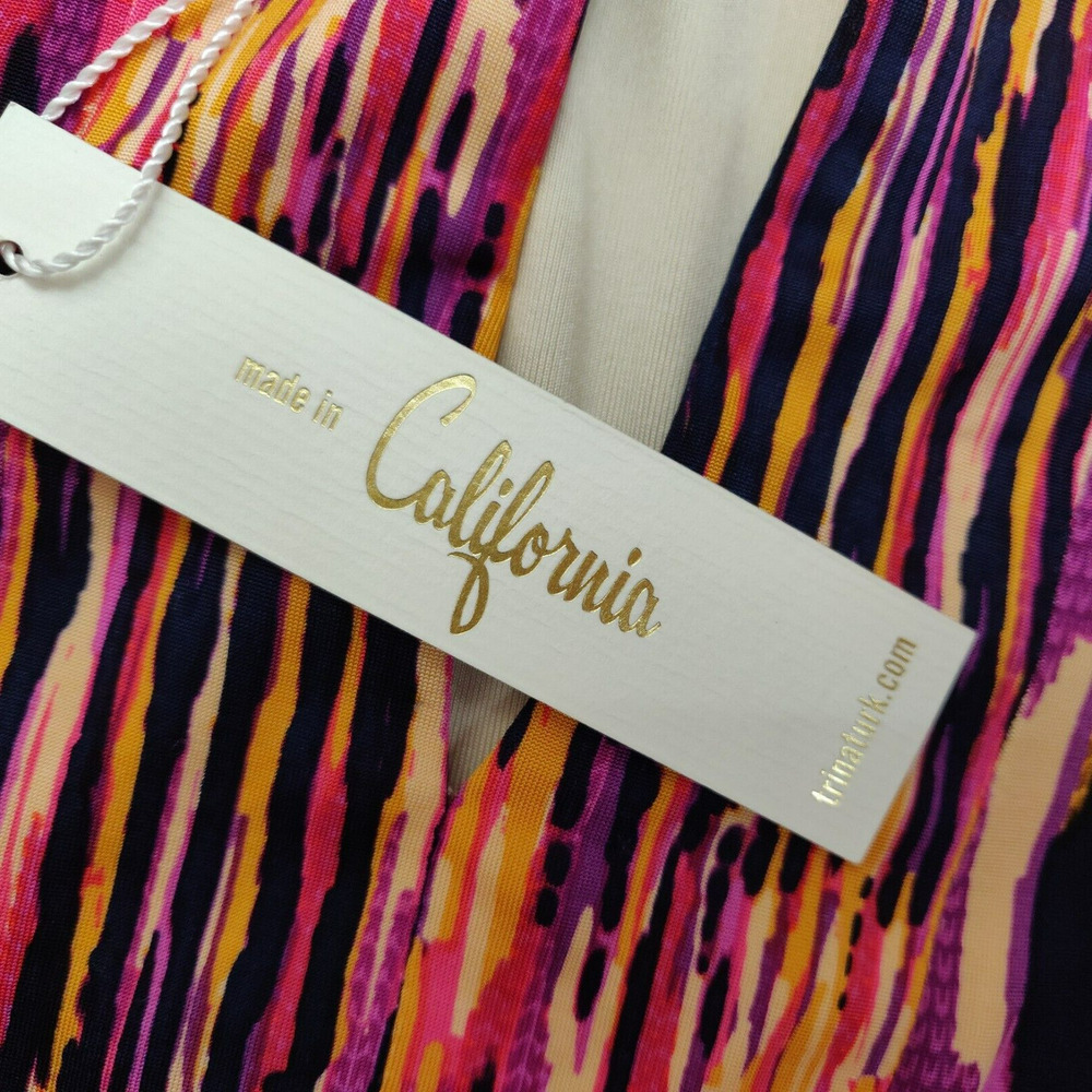 Trina Turk Ikat Shift Dress Size 2 Multicolor Sleeveless Stretch Keyhole USA NWT - Picture 9 of 12
